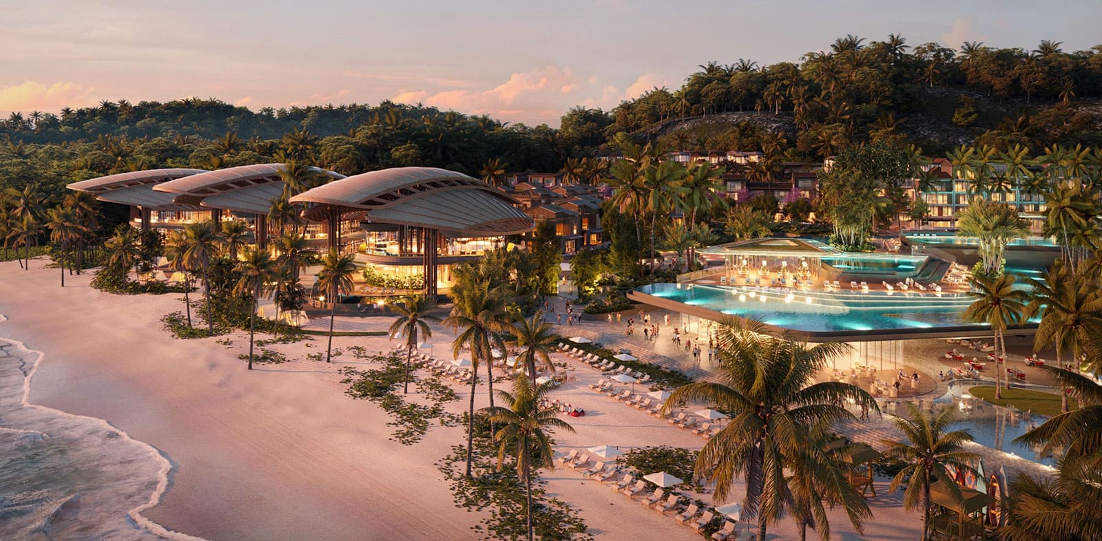 Khu vực Beach Club bên bờ biển Bãi Kem sôi động thộc dự án Sunrise Park Villa.