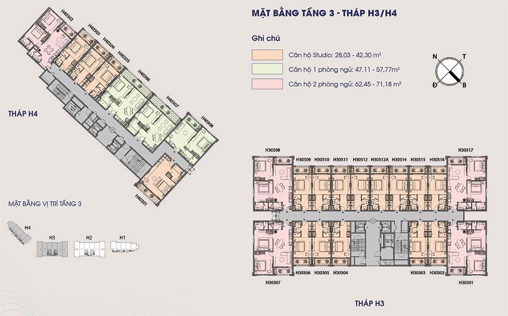 Mặt bằng tầng 3 tòa tháp H3 và H4 dự án Sun Grand City Hillside. Mặt bằng tầng 3 tòa tháp H3 và H4 dự án Sun Grand City Hillside.